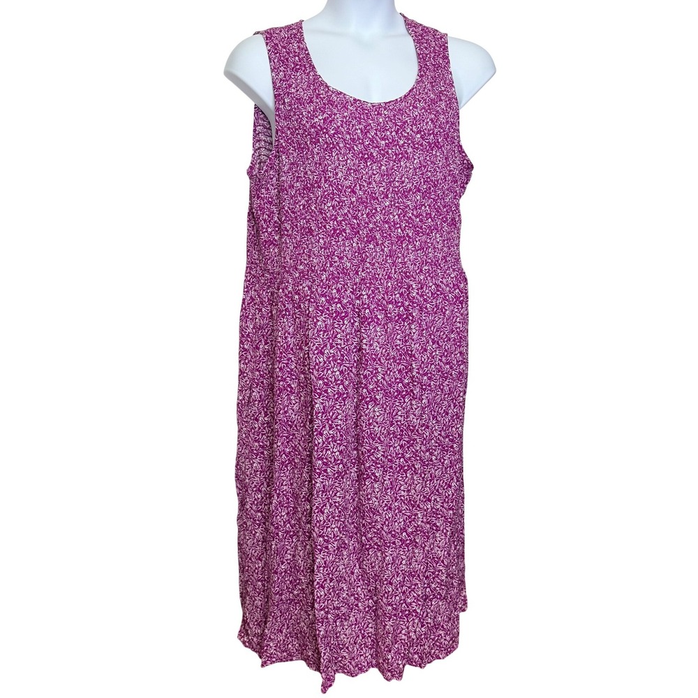 Croft & Barrow Dress Pockets 2X Purple Floral Smocked Sleeveless Boho Office